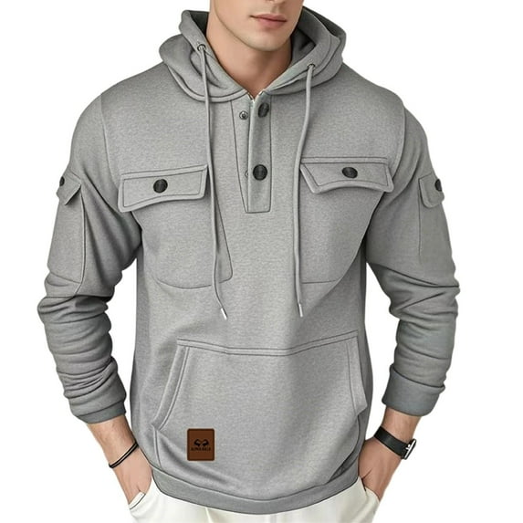 WTOBBY Men's Performance Hooded Tracksuit Top Moisture Wicking Running Hoodie Breathable Long Sleeve Gym Training Athletic Wear,Light Gray 2XL