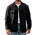 thumbnail image 1 of WTOBBY Men's Plaid Shacket Long Sleeve Lapel Collar Double Pocket Casual Loose Fit Button Front Flannel Outerwear Shirt Jacket Fall Winter Warm,Black 3XL, 1 of 4