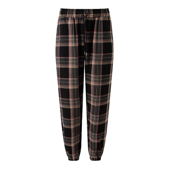 WTOBBY Men's Plaid Stripe Casual Pants Fashion Pajama Pants for Home Sleep Comfortable Soft Drawstring Elastic Waist Men's Lounge Trousers,Multicolor M