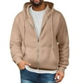 thumbnail image 1 of WTOBBY Men's Plush Lined Full Zip Hooded Sweatshirt, Loose Fit Pullover Jacket, Warm Fleece Casual Outerwear for Fall and Winter Seasons,Beige M, 1 of 4