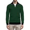 thumbnail image 1 of WTOBBY Men's Quarter Zip Collared Sweatshirt, Casual Long Sleeve Pullover with Pockets, Athletic Workwear Style Comfort,Dark Green M, 1 of 7