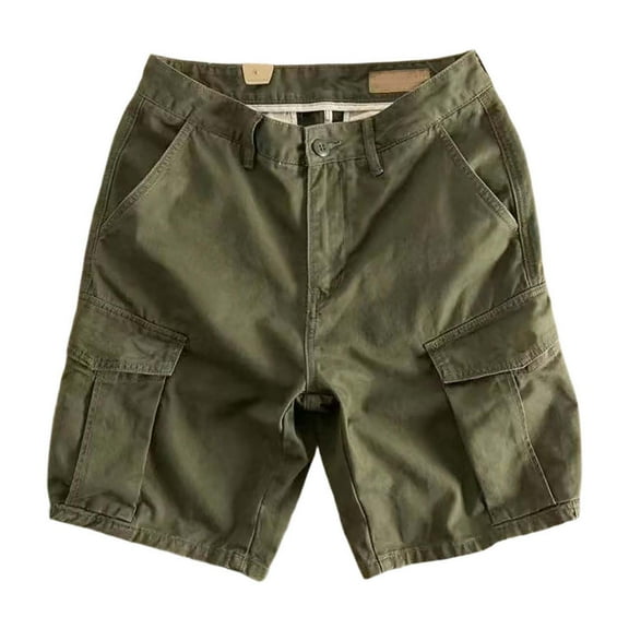 WTOBBY Men's Quick-Dry Work Cargo Shorts for Outdoor Sports, Multi-Pocket Casual Jogging Shorts with Elastic Waistband Lightweight Loose Fit Summer Utility Beach Shorts,Army Green M