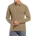 thumbnail image 1 of WTOBBY Men's Raglan Sleeve Performance Shirt with UPF 50+ Sun Block, Lightweight Long Sleeve, and Golf-Ready Design for Breathable Summer Wear ,Brown L, 1 of 7