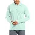 thumbnail image 1 of WTOBBY Men's Raglan Sleeve Performance Shirt with UPF 50+ Sun Block, Lightweight Long Sleeve, and Golf-Ready Design for Breathable Summer Wear ,Mint Green XL, 1 of 7