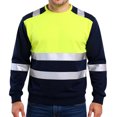 thumbnail image 1 of WTOBBY Men's Reflective Strip Long Sleeve T-Shirt for Construction Workwear, Designed for High Visibility and Comfort During Job Site Use,Fluorescence Yellow L, 1 of 4