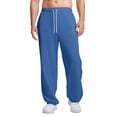 thumbnail image 1 of WTOBBY Men's Relaxed Fit Casual Sweatpants, Stretch Waistband with Drawstring for Sports and Everyday Wear, Comfortable and Easy Move, Soft Fleece Lining,Blue L, 1 of 8