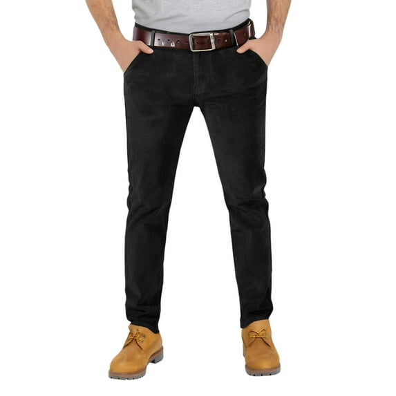WTOBBY Men's Relaxed Fit Stretch Corduroy Pants Lightweight Breathable Regular Fit Comfortable Casual Men's Trousers for Everyday Use,Black 36