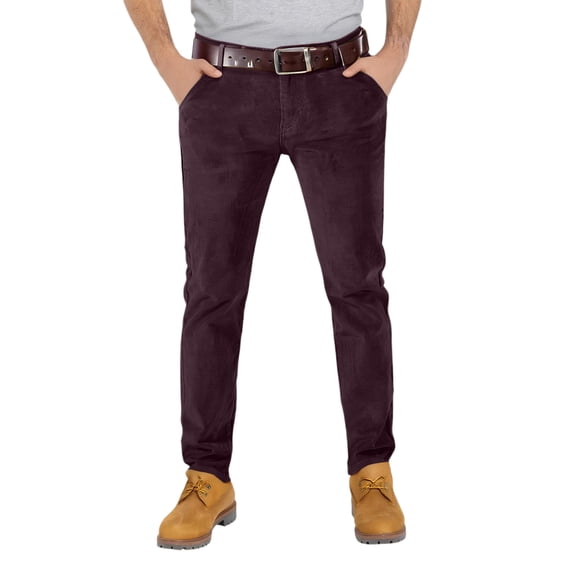WTOBBY Men's Relaxed Fit Stretch Corduroy Pants Lightweight Breathable Regular Fit Comfortable Casual Men's Trousers for Everyday Use,Wine 40