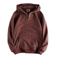 thumbnail image 1 of WTOBBY Men's Retro Heavyweight Half Zip Hoodie, Baggy Stand Collar Pullover with Pockets, Retro Streetwear Winter Warmth,Brown M, 1 of 6