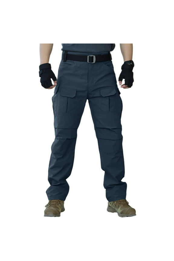 Men's Ripstop Cargo Work Pants Multi-Pocket Water-Resistant Design - Construction Fishing Camping Travel Trousers Breathable Outdoor Hiking Utility Pants ,Black M