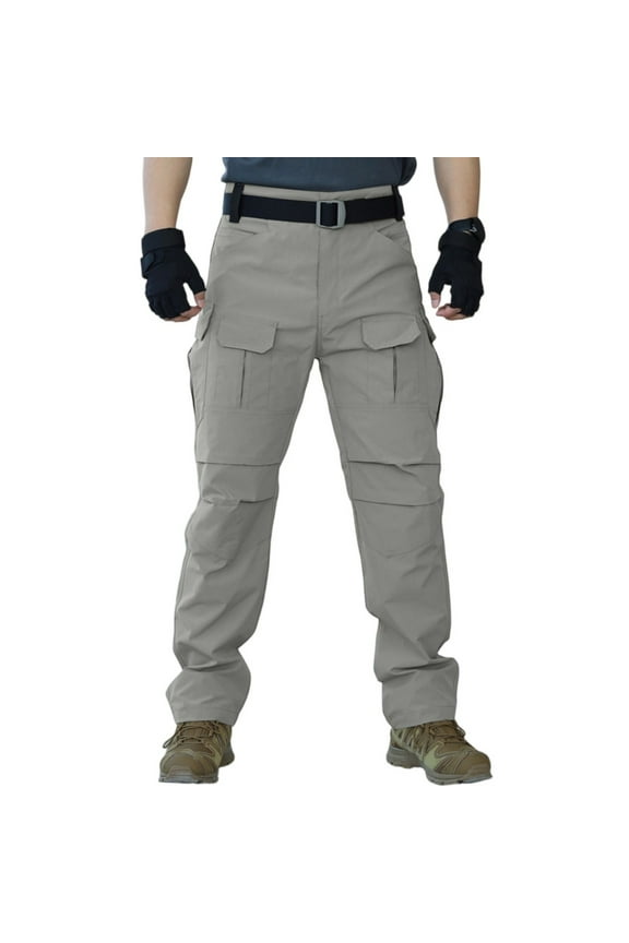 Men's Ripstop Cargo Work Pants Multi-Pocket Water-Resistant Design - Construction Fishing Camping Travel Trousers Breathable Outdoor Hiking Utility Pants ,Khaki M