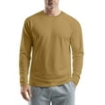 thumbnail image 1 of WTOBBY Men's Round Neck Raglan Long Sleeve T-Shirt Top Casual Everyday Shirt for Men in Comfortable Lightweight Design,Brown L, 1 of 6