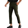 thumbnail image 1 of WTOBBY Men's Slim Fit Stretch Chinos Pants, Solid Color, Ankle Length Skinny Tapered Dress Trousers for Casual Office Wear, Comfortable and Wrinkle Resistant Fabric,Army Green L, 1 of 6