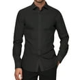thumbnail image 1 of WTOBBY Men's Solid Business Shirt Long Sleeve Turn-Down Collar Slim Fit Casual Button Front Office Wear Cotton Blend Breathable Dress Top,Black 3XL, 1 of 5