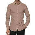 thumbnail image 1 of WTOBBY Men's Solid Business Shirt Long Sleeve Turn-Down Collar Slim Fit Casual Button Front Office Wear Cotton Blend Breathable Dress Top,Khaki S, 1 of 5