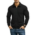 thumbnail image 1 of WTOBBY Men's Solid Color Casual Bomber Jacket, Fall Winter Button-Front Outerwear with Reinforced Seams & Dual Welt Pockets, Classic Versatile Style,Black L, 1 of 7