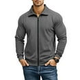 thumbnail image 1 of WTOBBY Men's Solid Color Casual Bomber Jacket, Fall Winter Button-Front Outerwear with Reinforced Seams & Dual Welt Pockets, Classic Versatile Style,Dark Gray L, 1 of 7