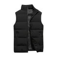 thumbnail image 1 of WTOBBY Men's Solid-Color Casual Vest, Men's and Women's Zipper Stand-Up Collar Thickened Warm Vest Jacket for Layering in Cold Weather, Lightweight and Comfortable,Black 2XL, 1 of 3