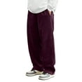 thumbnail image 1 of WTOBBY Men's Solid Color Corduroy Trousers, Casual Fashion Pants for Vintage Style and Everyday Comfort, Soft Ribbed Fabric and Relaxed Fit,Wine L, 1 of 4