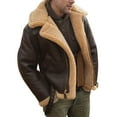 thumbnail image 1 of WTOBBY Men's Solid Color Zipper Button Pocket Work Jacket, Casual Long Coat with Fleece Lining for Winter, Durable and Stylish for Daily and Outdoor Use,Brown M, 1 of 4