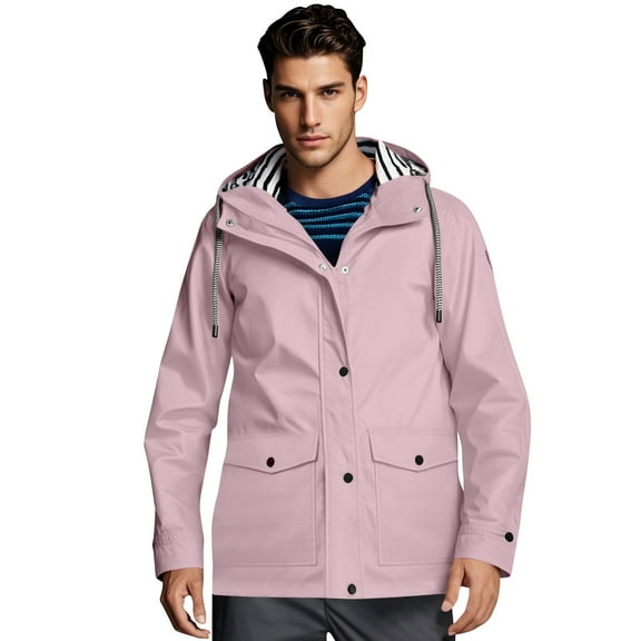 WTOBBY Men's Sports Water Defense Jacket, Quick-Dry UV Protective Outerwear with Ventilated Design, All-Season Hiking Fishing Companion,Pink 3XL