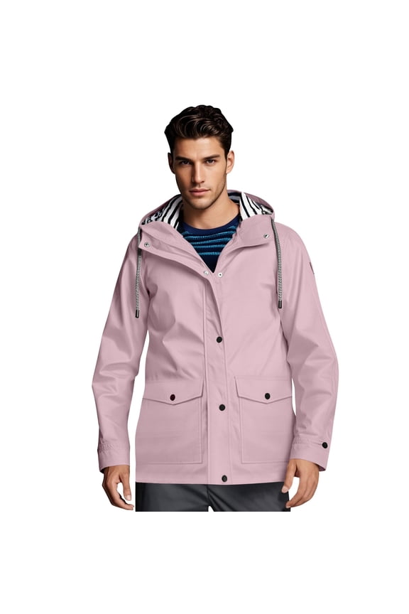 Men's Sports Water Defense Jacket, Quick-Dry UV Protective Outerwear with Ventilated Design, All-Season Hiking Fishing Companion,Pink XL