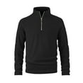 thumbnail image 1 of WTOBBY Men's Stand Collar Half Zip Fleece Sweatshirt, Plush Lined Winter Pullover for Cold Weather, Thermal Comfort Fit,Black L, 1 of 5