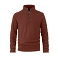 thumbnail image 1 of WTOBBY Men's Stand Collar Half Zip Fleece Sweatshirt, Plush Lined Winter Pullover for Cold Weather, Thermal Comfort Fit,Brown M, 1 of 5