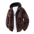 thumbnail image 1 of WTOBBY Men's Stand Collar Lambskin Jacket, Hooded Casual Cardigan Coat, Soft Fleece Lined Outdoor Wear for Cool Weather and Daily Comfort,Coffee S, 1 of 4