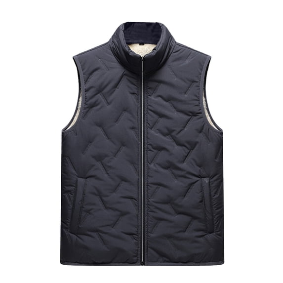 WTOBBY Men's Stand Collar Quilted Vest Jacket, Solid Color Sleeveless Down Cotton Coat, Lightweight Insulated Layer for Casual and Outdoor Wear,Gray M