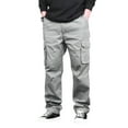 thumbnail image 1 of WTOBBY Men's Stylish Casual Cargo Pants, Elastic Waist Drawstring Multi-Pocket Loose Fit Comfortable Straight Leg Trousers, Fashionable,Light Gray S, 1 of 8