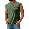 thumbnail image 1 of WTOBBY Men's Summer Patriotic Independence Day Printed Sports Vest With Button And Pocket Sleeveless Style Lightweight Breathable For Running Training Summer Festive Activities,Dark Green 2XL, 1 of 4