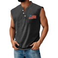 thumbnail image 1 of WTOBBY Men's Summer Patriotic Independence Day Printed Sports Vest With Button And Pocket Sleeveless Style Lightweight Breathable For Running Training Summer Festive Activities,Black L, 1 of 4