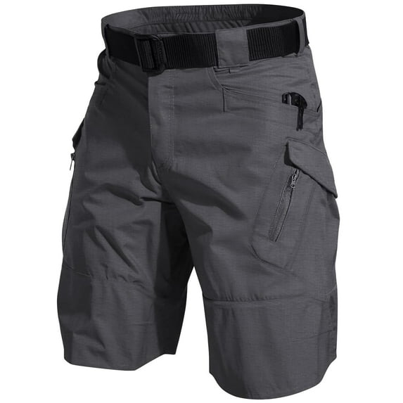 WTOBBY Men's Summer Solid Color Casual Multi-Pocket Sports Shorts, Quick-Drying Breathable Tactical Design for Outdoor Use,Dark Gray XL