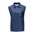 thumbnail image 1 of WTOBBY Men's Summer Solid Color Sports Pocket Buttons Lapel Vest Casual Sleeveless Quick-Drying Lightweight For Outdoor Activities Polo Style Running Comfort Fitness Wear,Navy M, 1 of 4