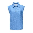 thumbnail image 1 of WTOBBY Men's Summer Solid Color Sports Pocket Buttons Lapel Vest Casual Sleeveless Quick-Drying Lightweight For Outdoor Activities Polo Style Running Comfort Fitness Wear,Blue 2XL, 1 of 4
