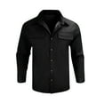 thumbnail image 1 of WTOBBY Men's Summer jean Shirt Lapel Collar Long Sleeve Solid Color Casual Fashion Button Front Lightweight Breathable Daily Office Wear Top,Black L, 1 of 5