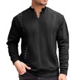 thumbnail image 1 of WTOBBY Men's Sweatshirt with Casual V-Neck and Long Sleeve Design, Color Block Pullover Knit Top for Outdoor and Street Style Wear,Black XL, 1 of 8