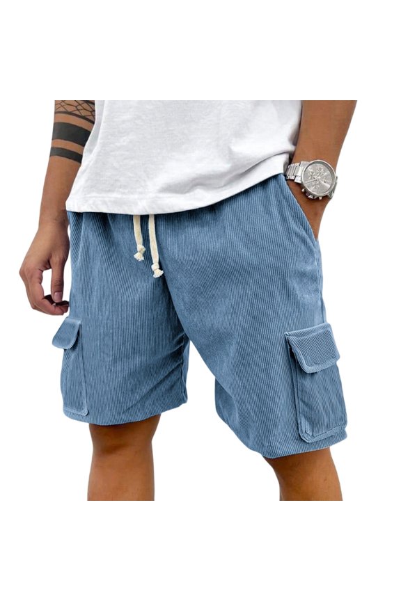 Men's Tactical Ripstop Camouflage Utility Shorts with Multi-Pocket Design, Abrasion-Resistant Breathable Fabric for Hiking Camping,Blue L