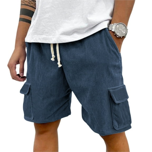 WTOBBY Men's Tactical Ripstop Camouflage Utility Shorts with Multi-Pocket Design, Abrasion-Resistant Breathable Fabric for Hiking Camping,Navy M