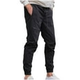 thumbnail image 1 of WTOBBY Men's Tapered Slim Fit Cargo Work Pants Casual Stylish Twill Chinos Trousers 80s Streetwear Athletic Fit Men's Pants,Black 3XL, 1 of 3