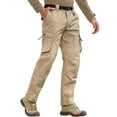 thumbnail image 1 of WTOBBY Men's Tear-Resistant Cargo Pants Outdoor Waterproof Breathable Construction - Hiking Camping Fishing Work Trousers with Multi-Pocket & Zipper Storage Design Belt Not Included,Khaki L, 1 of 5