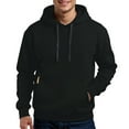 thumbnail image 1 of WTOBBY Men's Transitional Weight Pullover Hoodie Spring Fall Layering Essential Color Block Design Thumb Hole Cuffs,Black M, 1 of 4