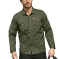thumbnail image 1 of WTOBBY Men's Utility Shirt Long Sleeve Double Pocket Casual Cardigan Style Button Front Workwear Slim Fit Stretch Comfort Daily Wear Top,Army Green L, 1 of 4