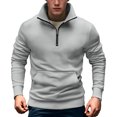 thumbnail image 1 of WTOBBY Men's Utility Zip Front Shirt Jacket Oversized Long Sleeve Top Lightweight Layering Urban Street Style Essential,Light Gray 2XL, 1 of 3
