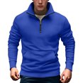 thumbnail image 1 of WTOBBY Men's Utility Zip Front Shirt Jacket Oversized Long Sleeve Top Lightweight Layering Urban Street Style Essential,Royal Blue L, 1 of 4