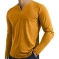 thumbnail image 1 of WTOBBY Men's V-Neck Long Sleeve Casual T-Shirt with Relaxed Fit for Everyday Wear Soft and Comfortable Loose Top Ideal for Daily Use ,Ginger L, 1 of 4