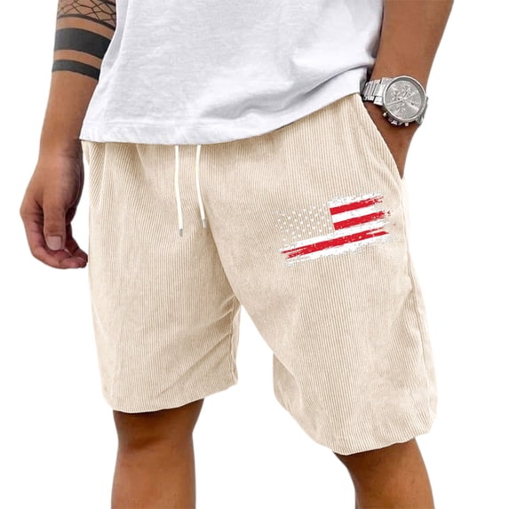 WTOBBY Men's Vintage Corduroy Bermuda Shorts, Textured Loose Fit Solid Color for Casual Sports Retro Look ,Beige XL
