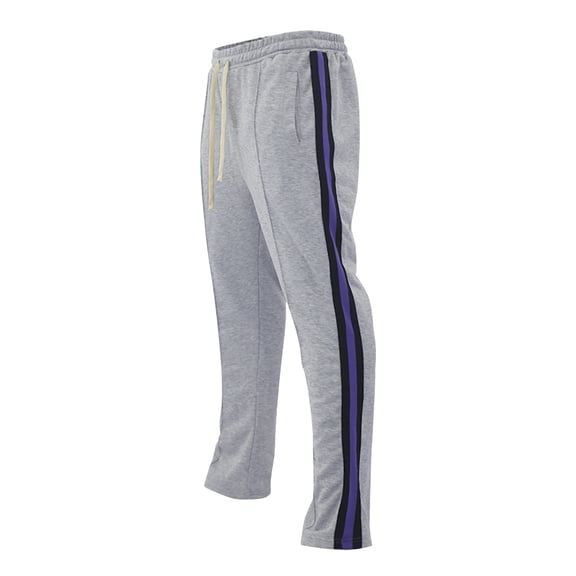 WTOBBY Men's Vintage Striped Wide Leg Trousers, Casual Straight Leg Lounge Pants, Retro Fashion Streetwear Comfort Fit with Elastic Waist,Light Gray M