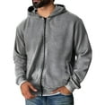 thumbnail image 1 of WTOBBY Men's Vintage Zipper Hooded Jacket, Long Sleeve Solid Color Pullover, Retro Washed Style Streetwear Coat with Stand Collar and Pockets,Gray 2XL, 1 of 6